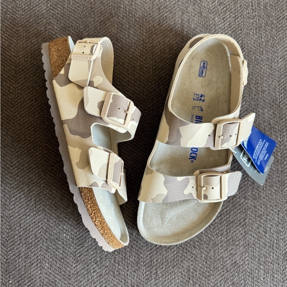 BIRKENSTOCK Milano Gray Taupe Camo Sandals Unisex - Picture 9 of 14